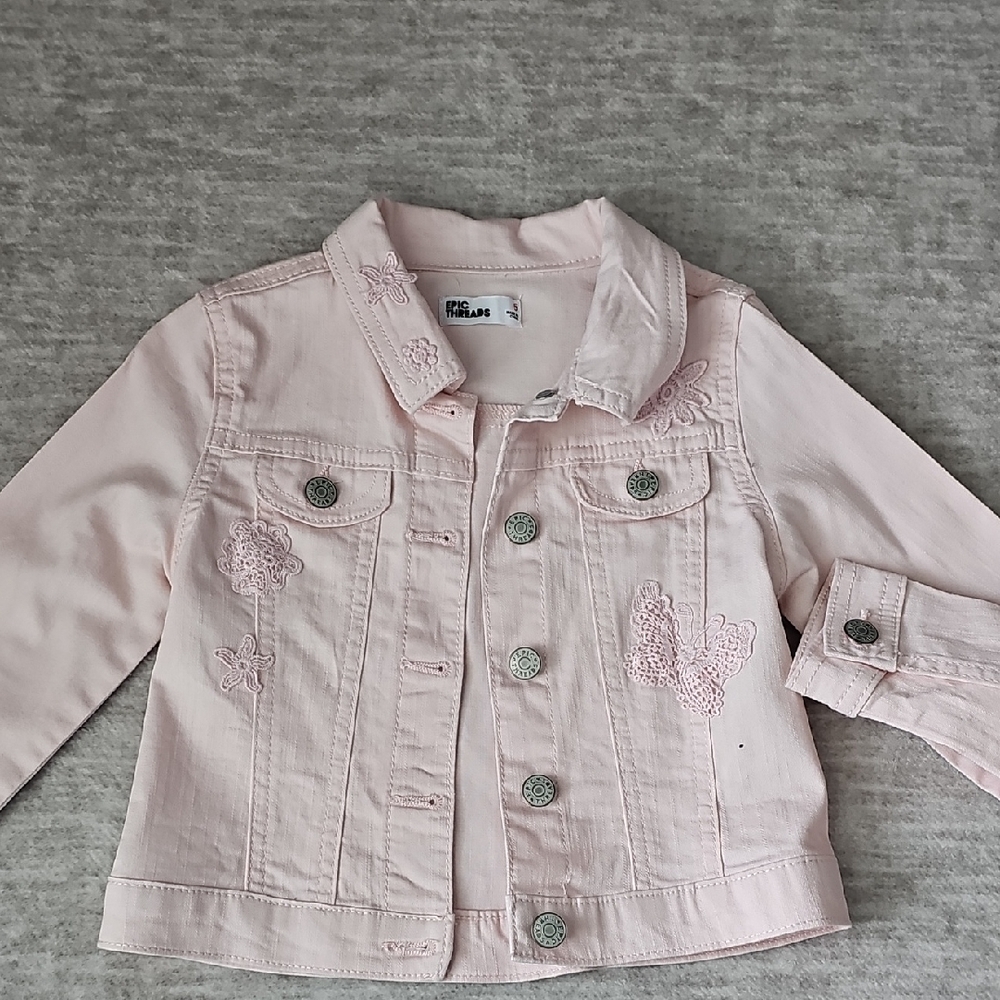 Epic Threads Pink Embroidered Kids Jean Jacket